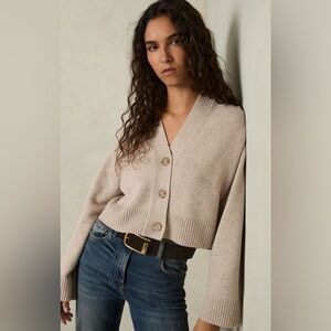 Reiss Rixy wool cashmere cardigan oatmeal NWT